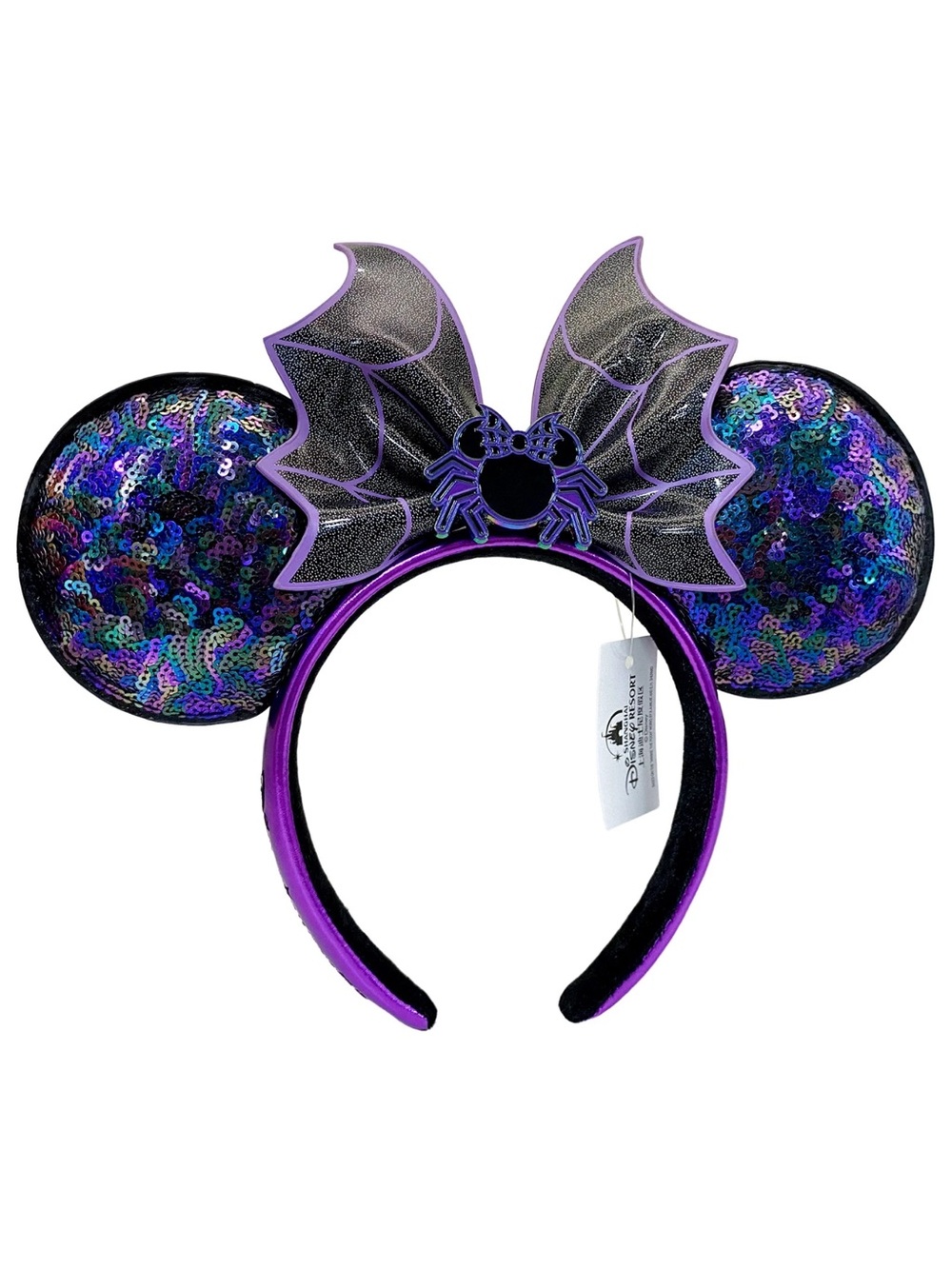 Spiderweb Sequin Loungefly Minnie Mouse Ear Disney Parks Halloween Headband US